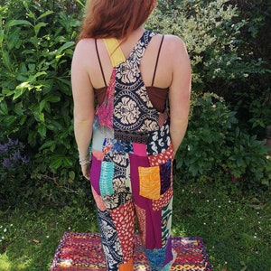 Patchwork Dungarees Rainbow Jumpsuit Colourful Overalls Aztec Funky Festivals Hippy Boho XS S/M L/XL XXL Great For Glastonbury image 10