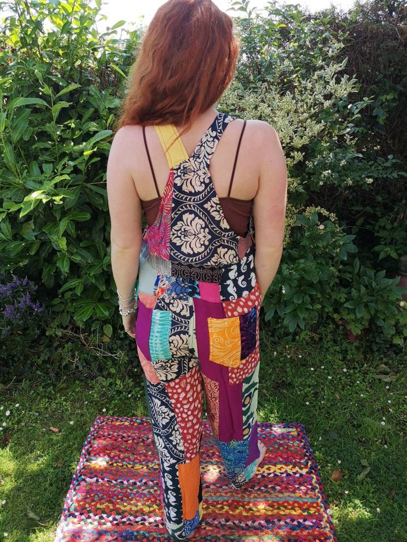 Patchwork Dungarees Rainbow Jumpsuit Colourful Overalls Aztec Funky Festivals Hippy Boho XS S/M L/XL XXL Great For Glastonbury image 10