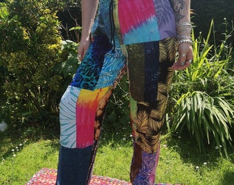 Batik Patchwork Trousers | Patchwork Pants | Adult Teen | Funky Festival Hippy Boho | Yoga Pants | 8 10 12 14 16