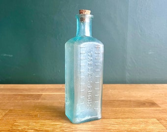 Square, Aqua Glass "Tablespoons" Bottle