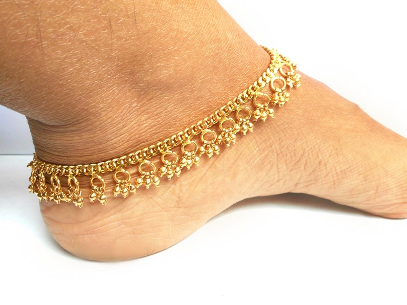 Gold anklets Gold ankle bracelet Indian anklet Indian Etsy
