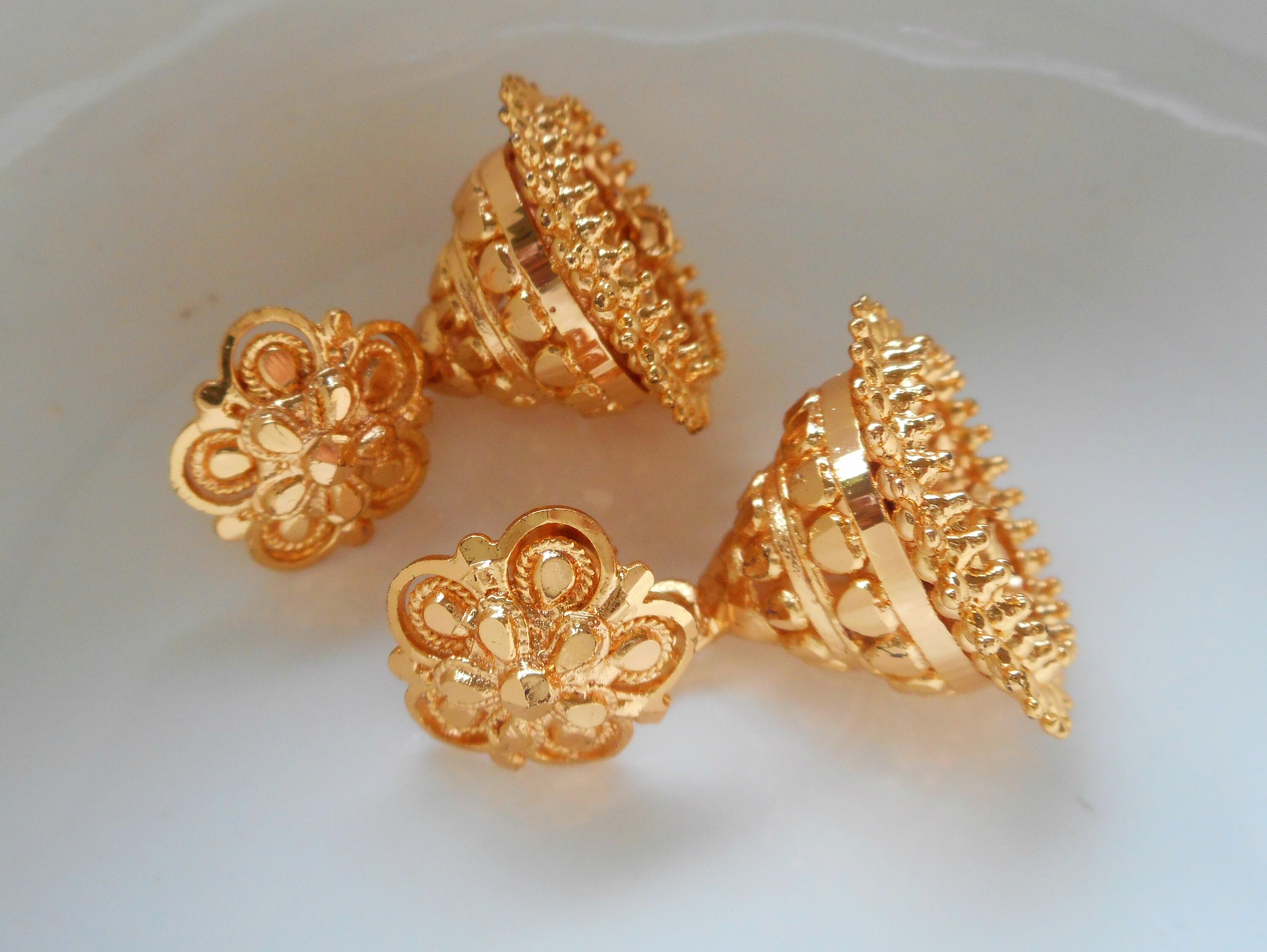 India Jewelry big jhumka gold earrings Indian earrings Gold Etsy