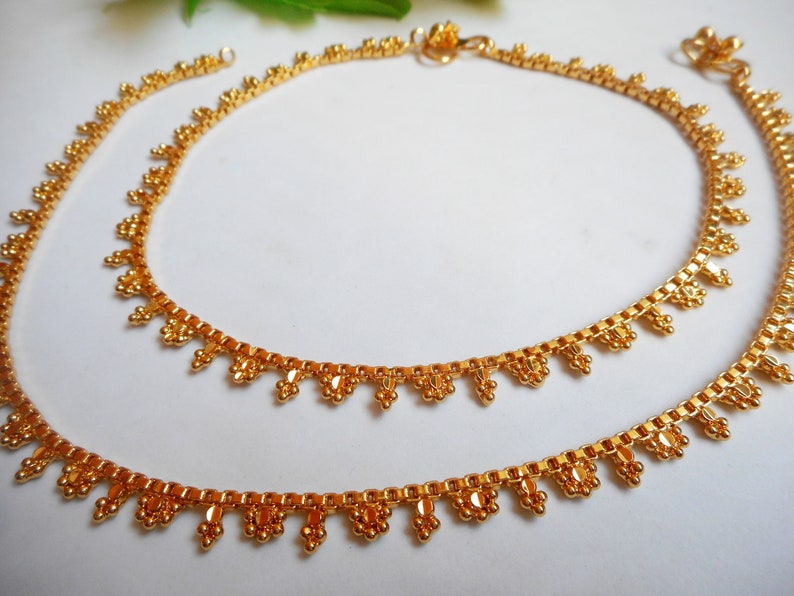 Indian Anklets Gold anklet Indian Jewelry gold ankle bracelet.
