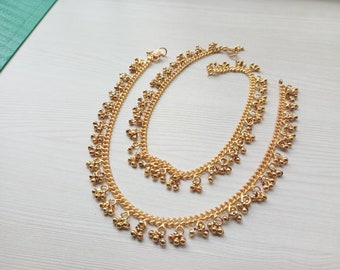 Gold anklets, Gold ankle bracelet, Indian anklet, Indian jewelry, Panchaloha (PTB)