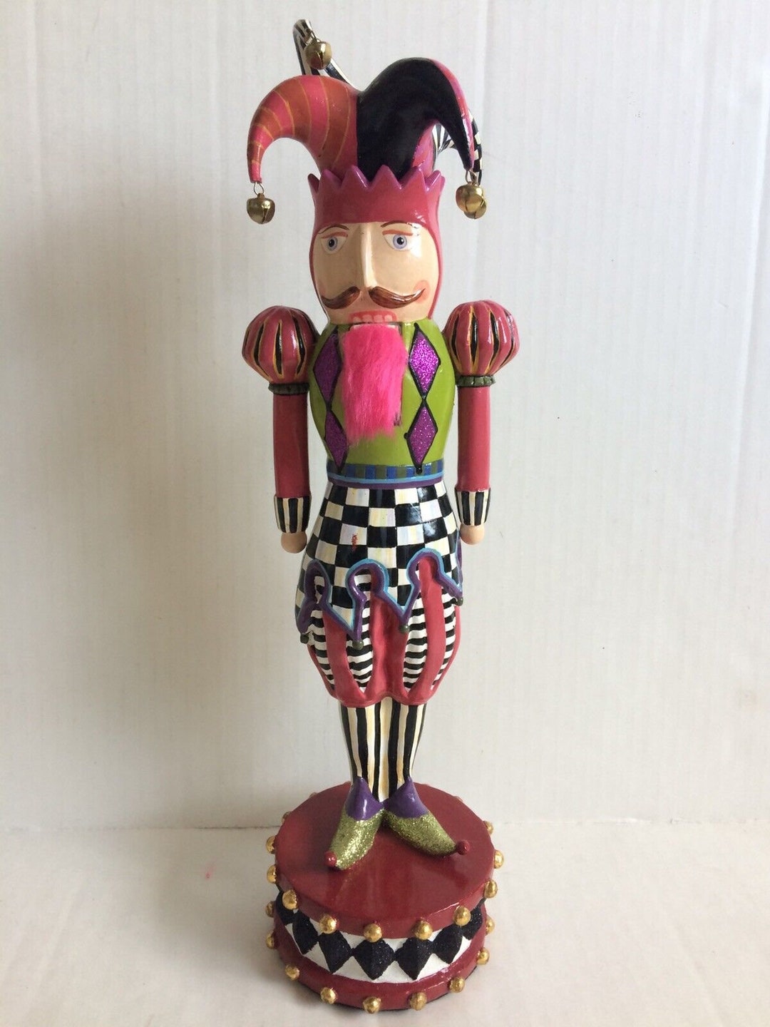 Mackenzie Childs Jester With Pink Beard Nutcracker Courtly Etsy