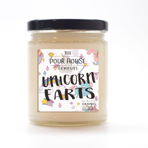 Unicorn Farts 8 Ounce Soy Wax Candle Hand Poured Highly Scented Eco Friendly