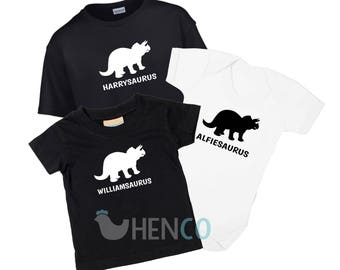Personalised Dinosaur T-Shirt Personalised Dinosaur Babygrow Set Baby Clothing Kids Clothing Personalised T-Shirt Personalised Babygrow Dino