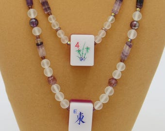 Purple Mah Jongg necklace