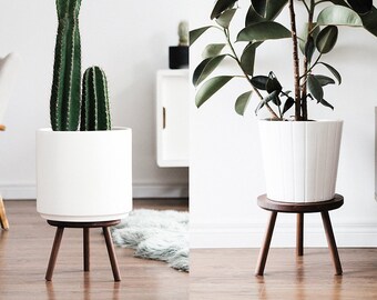 Mid Century Modern Plant Stand Hand Made In Canada Walnut Etsy
