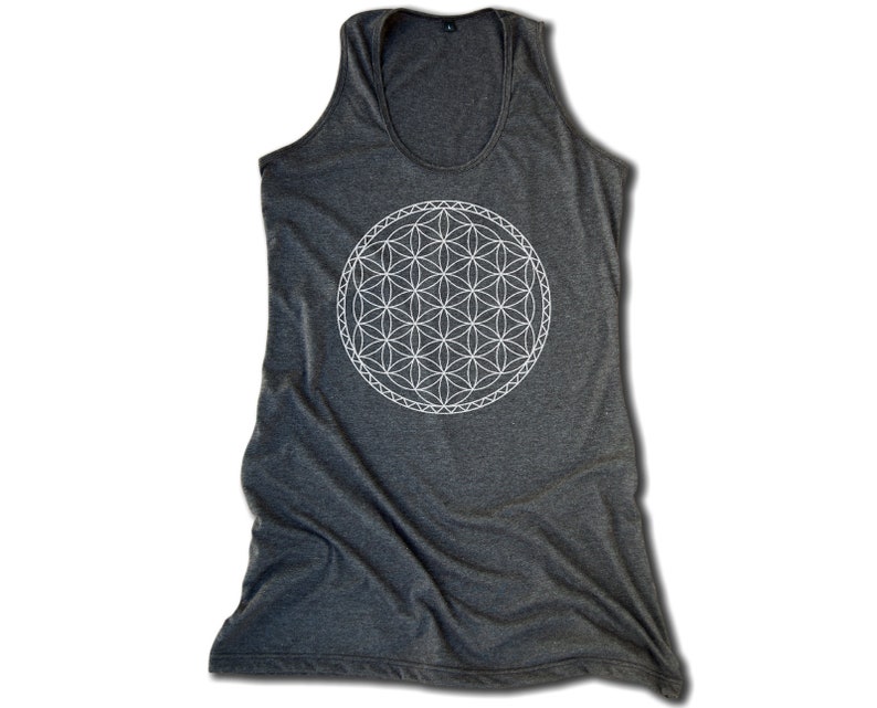 Women Tank Dress Flower of Life Mandala Yoga Design Screen Print Relaxed Soft and Comfy Summer Dress for Her