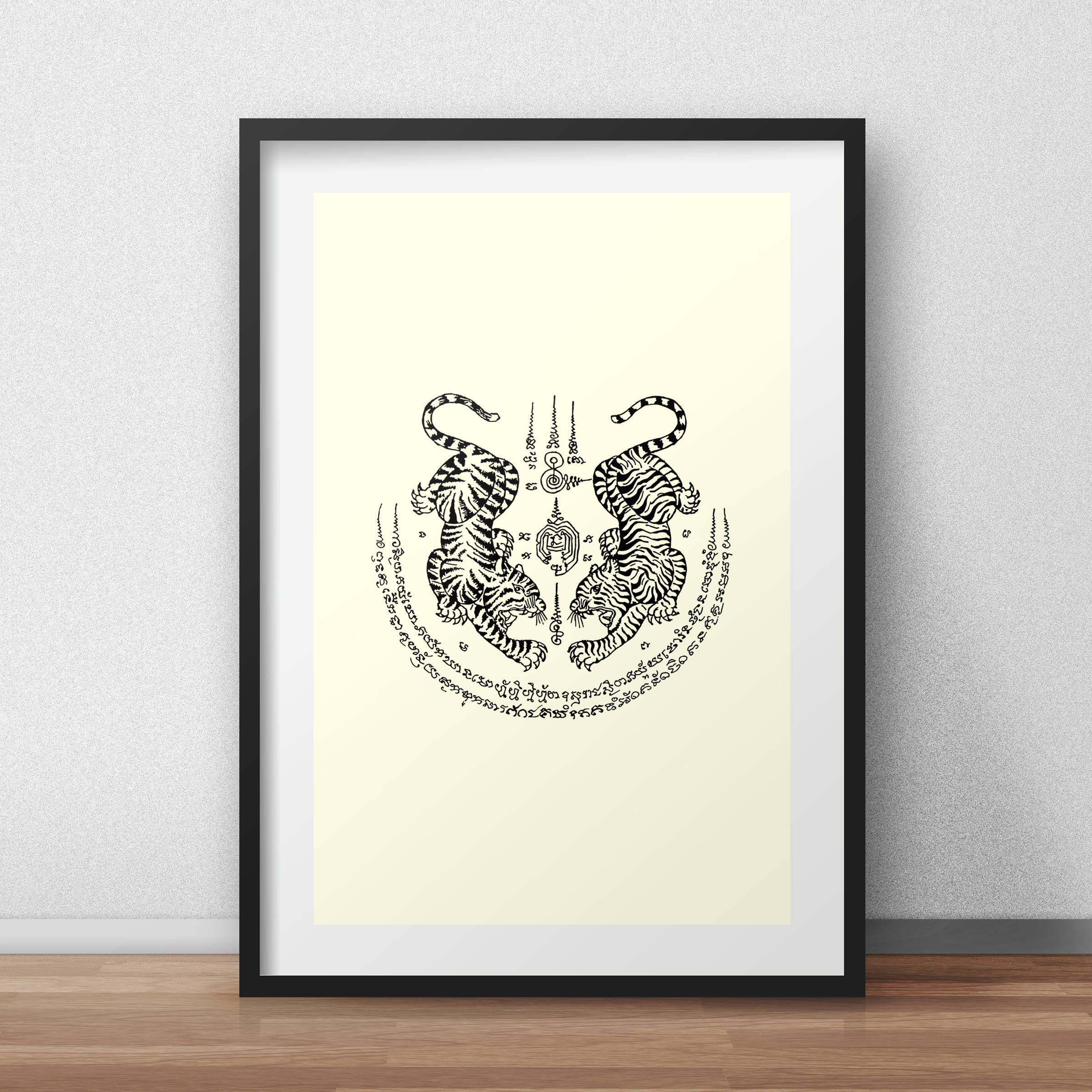 Yant Suea Tiger Sak Yant Tattoo Screen Print Art Thai Sacred | Etsy