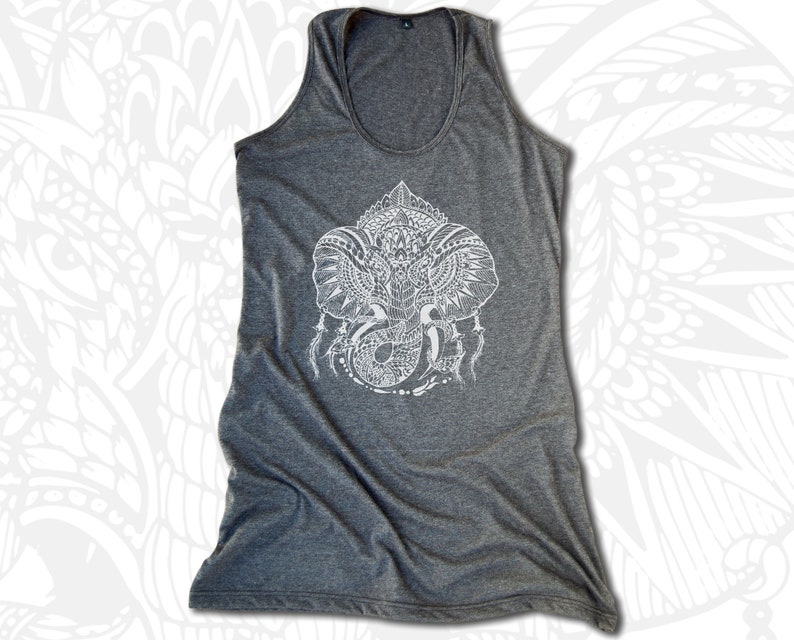 Women Tank Dress Thai Elephant Tattoo Design Screen Print Relaxed Soft and Comfy Summer Dress for Her