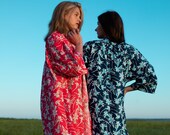 VirrVarr studio handmade Beachwear, made of Vintage Kreenholm Soviet cotton chintz fabric, handmade unique Coat-Dress Beachwear