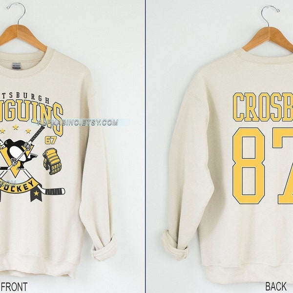 Sudadera de los pingüinos de Pittsburgh / Sudadera de Sidney Crosby / Camisa de aficionado al hockey de Pittsburgh / Sudadera de hockey de los pingüinos vintage / Nombre personalizado