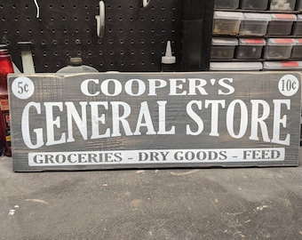 Rustic Hand Made Vintage Wooden Sign General Store with Stars