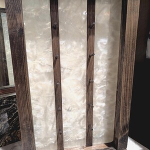 Rustic White Pearl Epoxy & Black Walnut Stained Pine 6 Knife Rack: Open Shadow Box Case