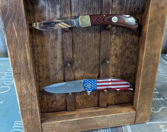Rustic Pine Knife Rack: Open Display Case, Shadow Box
