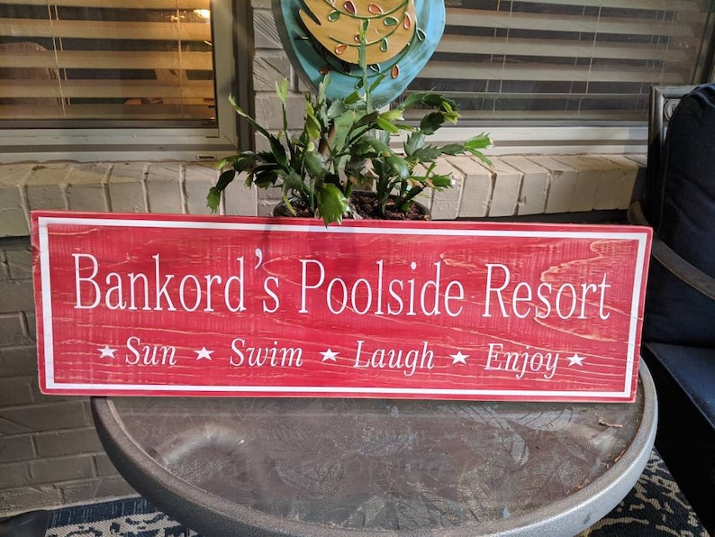 Custom Pool Signs Rustic Wood Sign Customizable Poolside Etsy