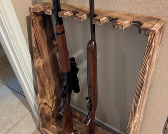 Rustic Solid Pine 6-Rifle Rack: Closet or Mancave Storage