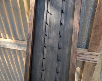 Rustic Black/ Dark Walnut Stained Pine Knife Display Rack: Open Shadow Box Case