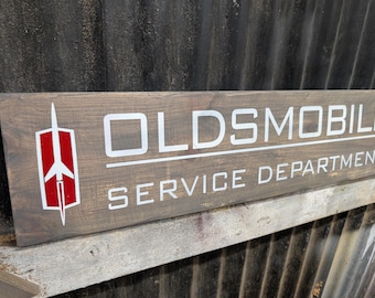 Rustic Oldsmobile Service Department Sign: Handmade Garage Decor