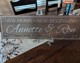 Rustic Wood New Home Sign: Distressed Farmhouse Decor