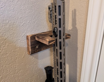 Rustic Pine Wall Rifle Rack, Home Defense Gun Mount