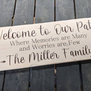 Custom Distressed Wood Patio Sign: Rustic Welcome Decor