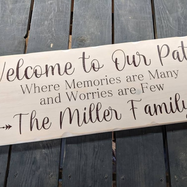 Custom Distressed Wood Patio Sign: Rustic Welcome Decor