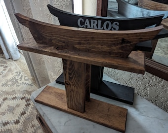Custom Karate Belt Rack: Rustic Pine Martial Arts Belt Stand