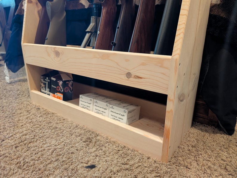 Deer Ribs Rifle Rack Rustic Rifle Rack With Storage Shelf Built In, 9 Rifle Rack, Shotgun ...