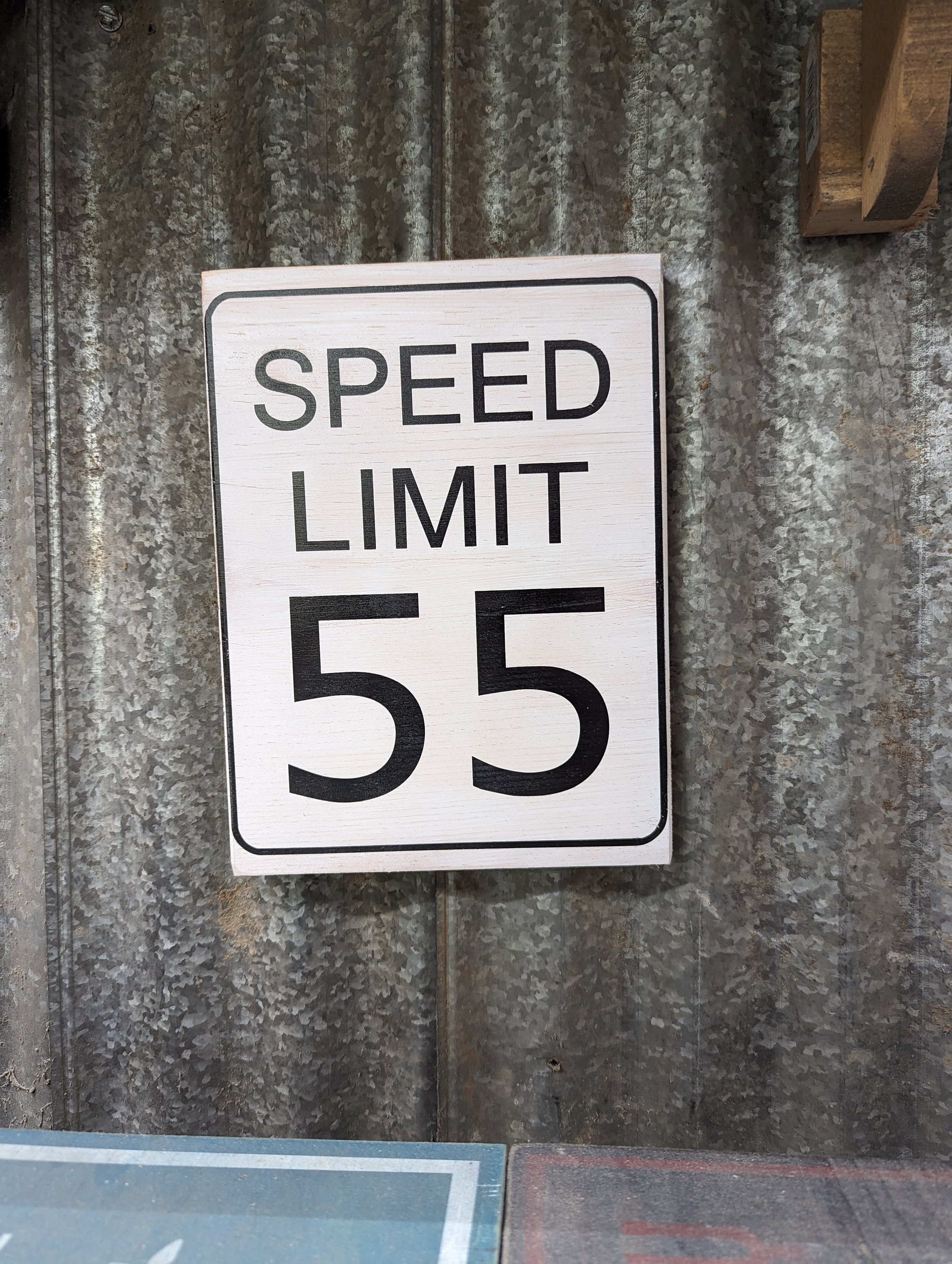 Novelty Speed Limit Road Sign, Rustic Wooden Street Sign