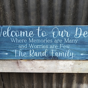 Welcome to Our Deck - Patio - Porch - Balcony - Custom wood sign - Distressed outdoor sign