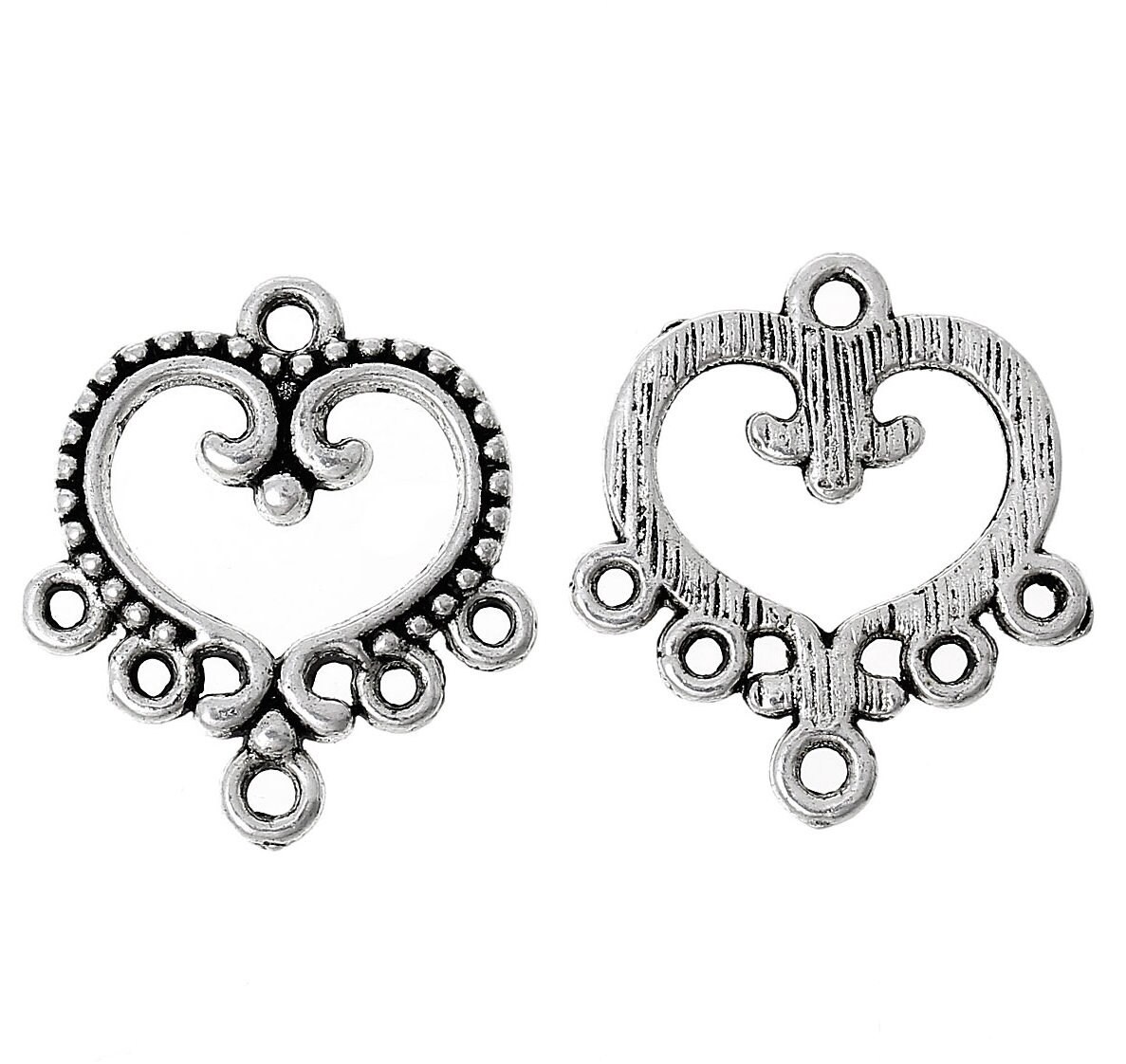 Heart Chandelier Filigree Drop Earring Pendant Finding Heart Chandelier Filigree Drop Earring Pendant Finding Charms Making Silver Plated Bali Jewelry Findings Supplies Diy