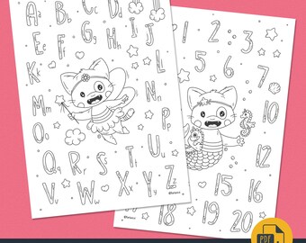 Coloring pages • Cat • ABC • 123 • Letters • Numbers