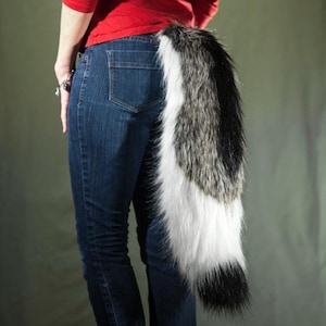 Customizable Tri-Color Striped Wolf Tail and Optional Ears