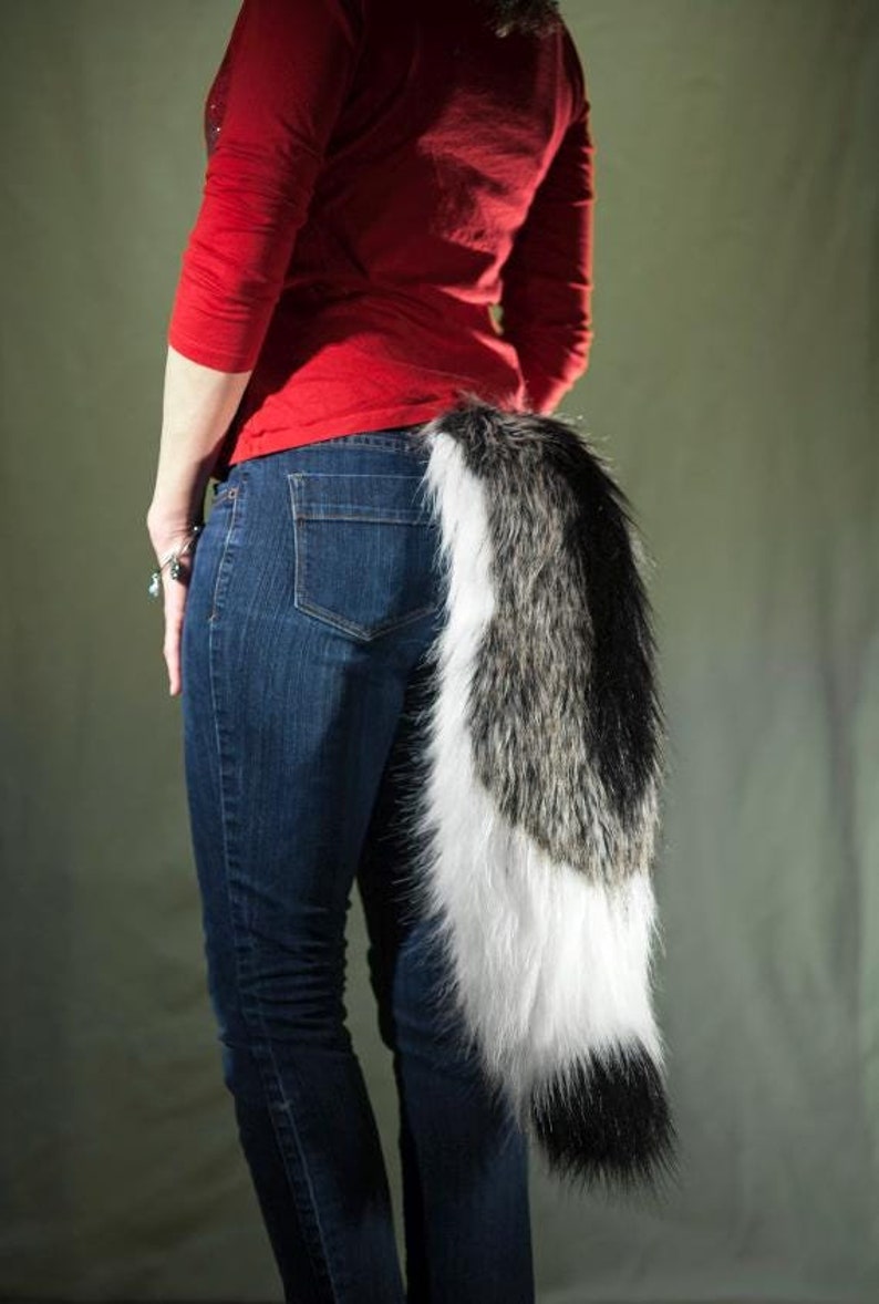 Customizable Tri-Color Striped Wolf Tail and Optional Ears image 1