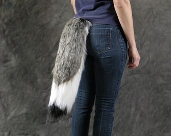 Customizable Tri-Color Wolf Tail and Optional Ears