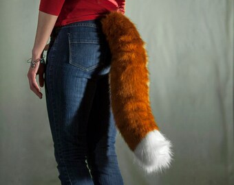 White Tip Fox Tail - (Medium or Large)