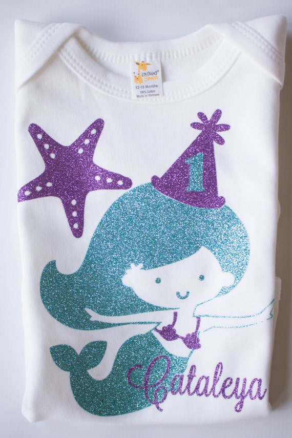 Smash Cake Shirt - Baby Girl Bodysuit - Aqua and Lavender Il_570xn