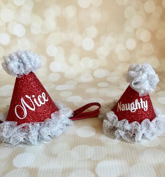 Santa Mini Hats - Naughty and Nice Mini Hats - Christmas Photo Shoot Accesory - Baby and Pet Hat Il_570xn