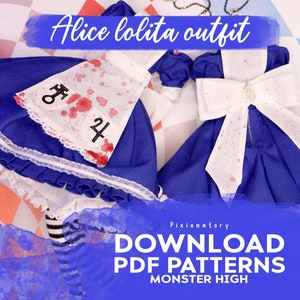 DIGITAL Download pattern & instructions | Monster high Ever after high 1/6 doll custom clothes OOAK - Alice Lolita outfit