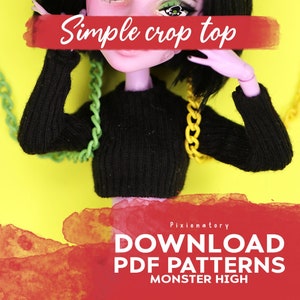 DIGITAL Download pattern & instructions | Monster high Ever after high 1/6 doll custom clothes OOAK - Simple cop top