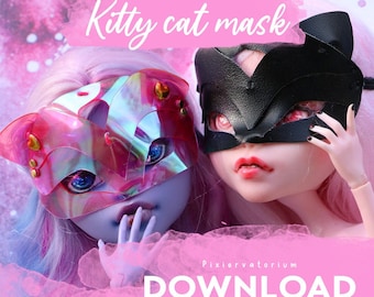 DIGITAL Download pattern & instructions | Monster Ever after 1/6 doll custom clothes OOAK - Kitty cat mask
