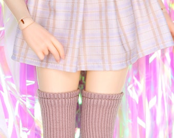 Minifee skirt school plaid style BJD clothes outfit for 1/4 MSD doll skirt stockings biege