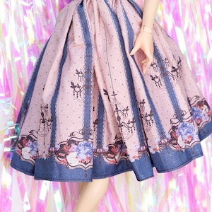 Minifee skirt lolita style BJD clothes outfit for 1/4 MSD doll grayish pink blue