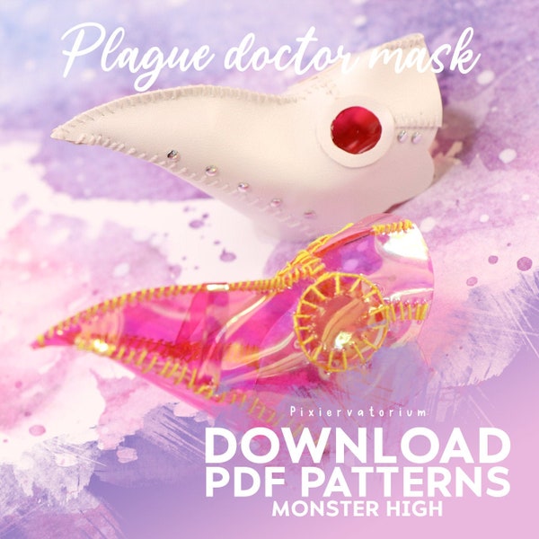 DIGITAL Download pattern & instructions | Monster high Ever after high 1/6 doll custom clothes OOAK - Plague doctor mask