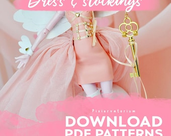 DIGITAL Download pattern & instructions | Monster 1/6 doll custom clothes OOAK - Dress and Stockings (simple ver.)