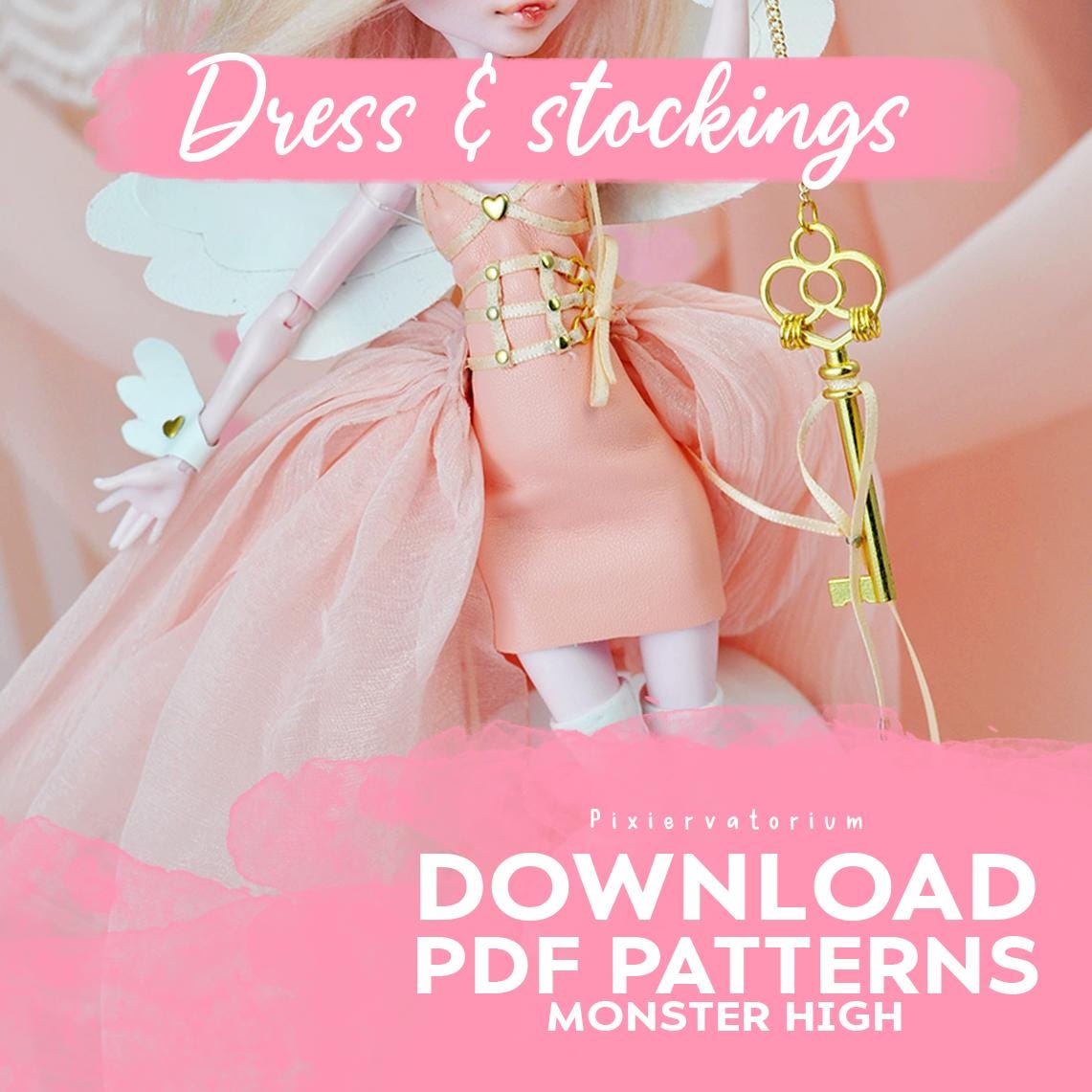 DIGITAL Download pattern & instructions | Monster 1/6 doll custom clothes OOAK - Dress and Stockings (simple ver.)