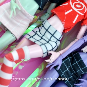 Monster doll clothes Handmade plaid pink white black mini skirt for MH\EAH